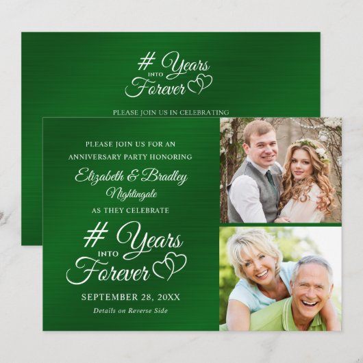 Smaragden Jubileum Hartjes JAAR IN DE EEUWIGHEID Kaart (Voorkant / Achterkant)