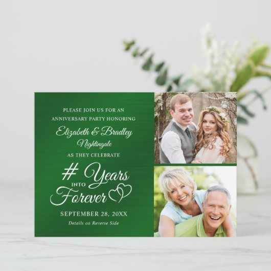 Smaragden Jubileum Hartjes JAAR NAAR ONEINDIG Kaart (Staand voorkant)