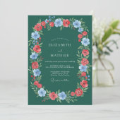 Smaragden Krans Bloemrijke Bruiloft Romance Kaart (Staand voorkant)