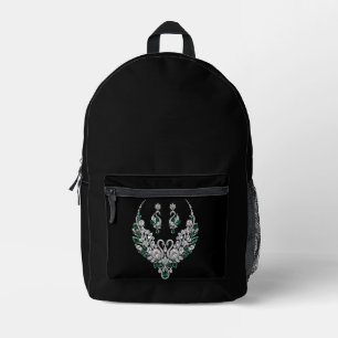 Smaragden Kristallen Zwanen   Luxe Sieraden Bedrukte Rugzak