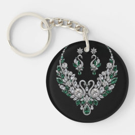 Smaragden Kristallen Zwanen | Luxe Sieraden Sleutelhanger