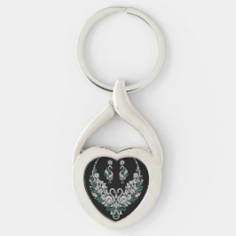 Smaragden Kristallen Zwanen | Luxe Sieraden Sleutelhanger