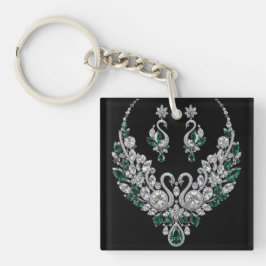 Smaragden Kristallen Zwanen | Luxe Sieraden Sleutelhanger