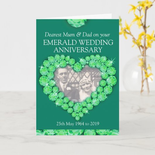 Smaragden trouwjubileum ouders fotokaart kaart (Gele Bloem)