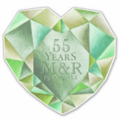Smaragden Waterverf Hart Huwelijksverjaardag 55 Ja Sticker (Voorkant)