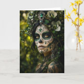 Smaragden Woud Calavera – Groene Botanische Kaart (Gele Bloem)