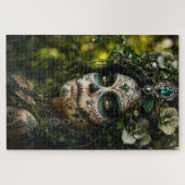 Smaragden Woud Calavera – Groene Botanische Legpuzzel (Horizontaal)