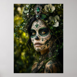 Smaragden Woud Calavera – Groene Botanische Poster