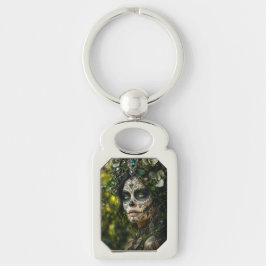 Smaragden Woud Calavera – Groene Botanische Sleutelhanger