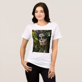 Smaragden Woud Calavera – Groene Botanische Tri-Blend Shirt (Voorkant volledig)