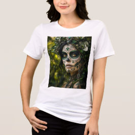 Smaragden Woud Calavera – Groene Botanische Tri-Blend Shirt
