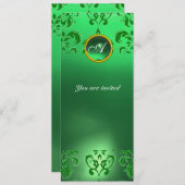 SMARAGDENE DAMAST EDELE STEEN MONOGRAAM groen Kaart (Voorkant / Achterkant)