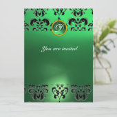 SMARAGDENE DAMAST EDELSTEEN MONOGRAM groen Kaart (Staand voorkant)