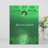 SMARAGDENE DAMAST EDELSTEEN MONOGRAM groen Kaart (Staand voorkant)
