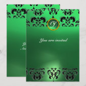 SMARAGDENE DAMASTEN EDELSTEEN MONOGRAM groen Kaart (Voorkant / Achterkant)