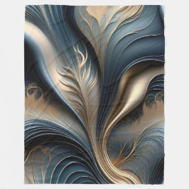Smaragdfluistering - Turquoise en Gouden Abstracte Fleece Deken