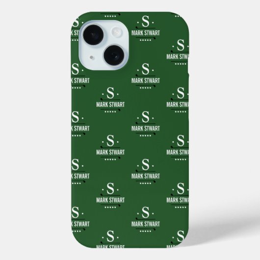 Smaragdgroen 1-initiaal Golfer Monogram allover Case-Mate iPhone Case (Achterkant)