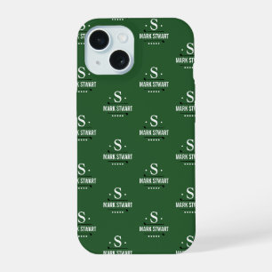 Smaragdgroen 1-initiaal Golfer Monogram allover iPhone 15 Case