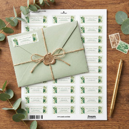 Smaragdgroen Aquarel Gouden Lijst Retouradres Etiket