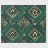 Smaragdgroen Art Deco Geometrisch Inpakpapier (Vlak)