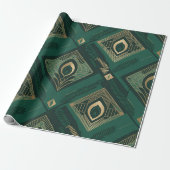 Smaragdgroen Art Deco Geometrisch Inpakpapier (Uitgerold)