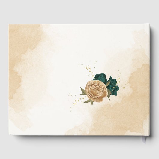 Smaragdgroen beige goud botanisch gastenboek (Achterkant)