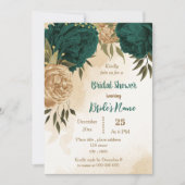 Smaragdgroen beige goud botanisch vrijgezellenfees kaart (Voorkant)