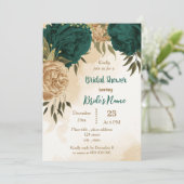 Smaragdgroen beige goud botanisch vrijgezellenfees kaart (Staand voorkant)