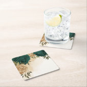 Smaragdgroen beige goud botanische bruiloft kartonnen onderzetters (Insitu)