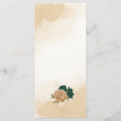 Smaragdgroen beige goud botanische bruiloft menu (Achterkant)