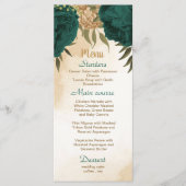Smaragdgroen beige goud botanische bruiloft menu (Voorkant)