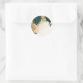 Smaragdgroen beige goud botanische bruiloft ronde sticker (Tas)