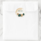 Smaragdgroen beige goud botanische bruiloft ronde sticker (Tas)