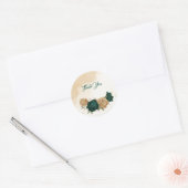 Smaragdgroen beige goud botanische bruiloft ronde sticker (Envelop)