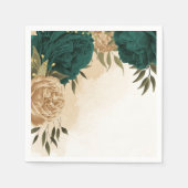 Smaragdgroen beige goud botanische bruiloft servet (Voorkant)