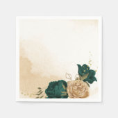 Smaragdgroen beige goud botanische bruiloft servet (Voorkant)