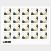Smaragdgroen beige goud botanische bruiloft vierkante sticker (Vel)