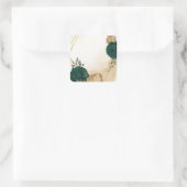 Smaragdgroen beige goud botanische bruiloft vierkante sticker (Tas)