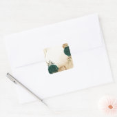 Smaragdgroen beige goud botanische bruiloft vierkante sticker (Envelop)