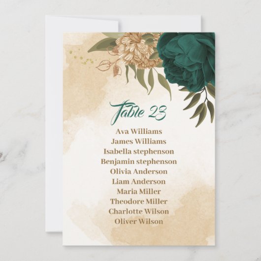 Smaragdgroen beige gouden botanische zitgrafiek kaart (Voorkant)