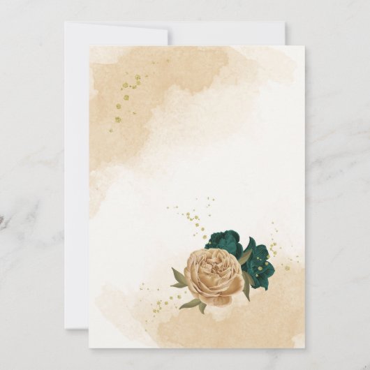 Smaragdgroen beige gouden botanische zitgrafiek kaart (Achterkant)