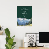 Smaragdgroen Berg Bloem Bruiloft Welkomstbord Poster (Thuiskantoor)