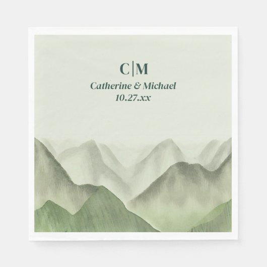 Smaragdgroen Berg Mist Rustieke bruiloft Servet (Voorkant)