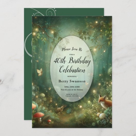 smaragdgroen betoverd bos kaart (Voorkant / Achterkant)