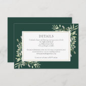 Smaragdgroen Bloemen bruiloft Details Informatiekaartje (Voorkant / Achterkant)