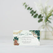 Smaragdgroen Bloemen Charro Quinceañera receptie Informatiekaartje (Staand voorkant)