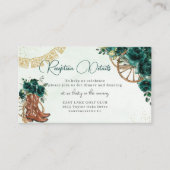 Smaragdgroen Bloemen Charro Quinceañera receptie Informatiekaartje (Voorkant)