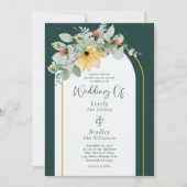 Smaragdgroen Bloemen Eucalyptus Non Foto Bruiloft Kaart (Voorkant)