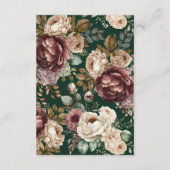 Smaragdgroen Bloemen Goud Bruiloft Details Informatiekaartje (Achterkant)