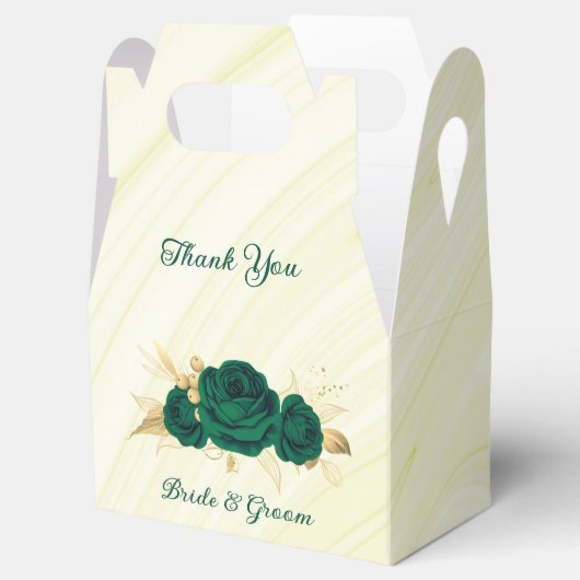 smaragdgroen bloemen goudblad bedankdoosjes (Geopend)